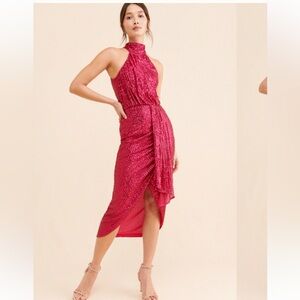 Saylor Dress Size XS XSmall Sequin Pink Halter Party Cocktail New NWT Prom Read